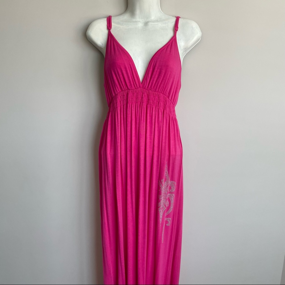 NWT Y2K Pink Jeweled Maxi Dress